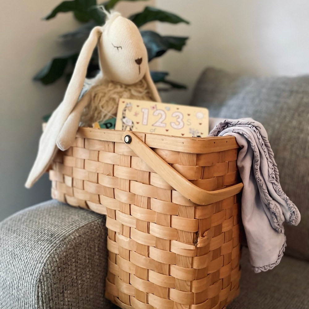 Restoration Hardware Baby & Child Plush Bunny + Velvet Ruffle Swaddle | Lavender